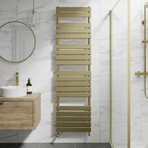 Duratherm Brushed Brass Flat Panel Heated Towel Rail Bathroom Radiator 1800 x 500mm