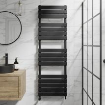 Duratherm - Black Flat Panel Heated Towel Rail Bathroom Radiator 1600 x 500mm