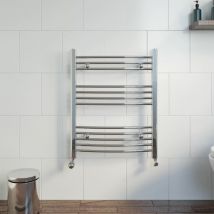 Duratherm - Chrome Curved Heated Towel Rail Bathroom Radiator Ladder Designer 750 x 600mm
