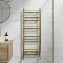 DuraTherm Brushed Brass Flat Straight Heated Towel Rail Bathroom Radiator Designer 1200 x 450mm