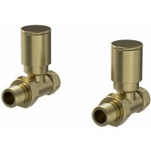 DuraTherm Straight Brushed Brass Radiator Valves - 15mm