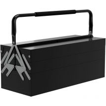 Durhand - 3 Tier Metal Toolbox with 5 Tray Carry Handle 56cmx20cmx34cm Black - Black