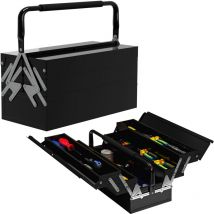 Metal Tool Box 3 Tier 5 Tray Professional Portable Storage Cabinet Workshop Cantilever Toolbox with Carry Handle,Black 45cmx22.5cmx34.5cm - Durhand