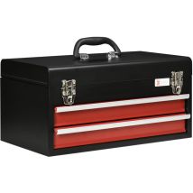 Durhand - caja de herramientas de acero con 2 cajones tapa abatible cierres metálicos y asa maletín de herramientas para taller hogar 46x24x22 cm