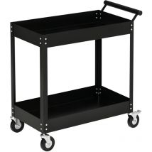 Durhand - carro de herramientas de 2 niveles carro de taller con ruedas de acero para garaje mecánico almacén carga 150 kg 84,5x38x84 cm negro
