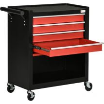 Durhand - carro de herramientas taller móvil con ruedas 4 cajones compartimento de almacenamiento y asa lateral carga 130 kg para garaje 69x33x75 cm