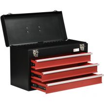 Durhand - Valigetta Porta Attrezzi in Acciaio a Doppia Serratura Nero Rosso