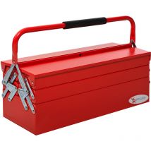 Durhand - Metal Cantilever Toolbox 3 Tier 5 Tray Storage Organizer w/ Carry Handle 56cmx20cmx34cm - Red