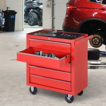 Durhand Rollschrank, Werkzeugschrank Für Garage, Schuppen, Stahl, 69l X 33b X 75h Cm, Rot