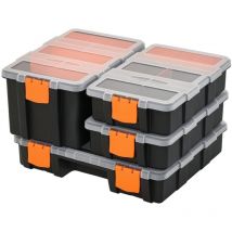 Set Of 4 Plastic diy Tool Storage Boxes Dividers Locking Lids Stacking - Durhand