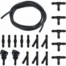 Tuserxln - Durite Lave Glace, Kit de Tuyau Essuie Glace, 5M Tuyau de Liquide de Lave-Glace, avec raccord de tuyau 15 Pièces + 2 Pcs Buse