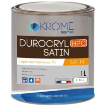 Krome Peinture - Krome Durocryl Satin Laque Microporeuse pour Boiseries Intérieures et Extérieures Couleur: Blanc - Conditionnement: 1L