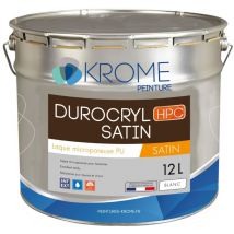 Krome Peinture - Krome Durocryl Satin Laque Microporeuse pour Boiseries Intérieures et Extérieures Couleur: Blanc - Conditionnement: 12L