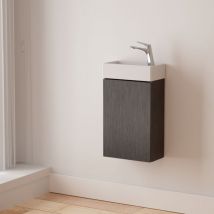 Durovin Bathrooms - 400mm Wall Mounted Vanity Unit Include Basin - Soft Close Door - 710mm — 220mm(H—D) - Black