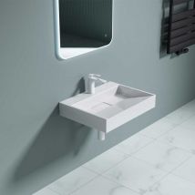 Durovin Bathrooms - Bathroom Cloakroom 600 x 380mm (WxD) Cast Stone Resin bathroom Basin - Wall Hung Or Countertop basin Sink One Tap Hole