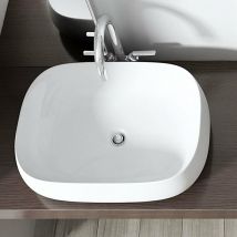 Durovin Bathrooms - Ceramic Bathroom Basin - Countertop Sink Vessel - Rectangular Washing Bowl Curved Wall (560 x 440 x 155mm)