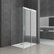 Durovin Bathrooms - l Shape Rectangular frameless Shower Enclosure - Sliding Door - 8mm Safety Clear Glass - 1450 x 750mm