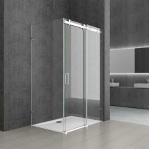 L Shape Rectangular frameless Shower Enclosure - Sliding Door - 8mm Safety Clear Glass - 1150 x 750mm - Durovin Bathrooms