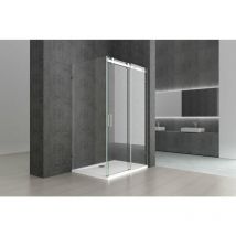 Durovin Bathrooms L Shape Square frameless Shower Enclosure - Sliding Door - 8mm Safety Clear Glass - 1000 x 1000mm With Acrylic Shower Tray