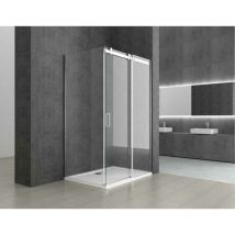 Durovin Bathrooms - l Shape Rectangular frameless Shower Enclosure - Sliding Door - 8mm Safety Clear Glass - 1400 x 750mm