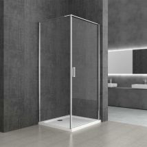 Durovin Bathrooms - l Shape Shower Enclosure - Pivot Door Left Hand Side Handle - 900 x 900mm