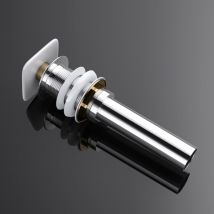 Durovin Bathrooms - Push Pop Up Basin Waste Plug - Unslotted Suitable for Sink Without Overflow - Rising Square Ceramic Push Button