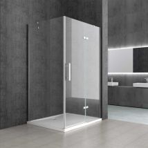 Durovin Bathrooms - Shower Enclosure - l Shape Rectangular - Hinged Door and Clear Panel - 1200mm x 750mm