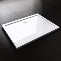 Durovin Bathrooms - Shower Tray - Light Sturdy Acrylic - Glossy White Finish - Rectangular - 1000 x 800mm