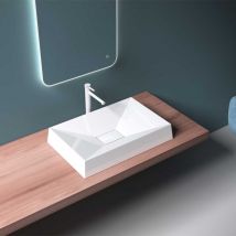 Durovin Bathrooms - Stone Resin Bathroom Basin - Countertop sink Rectangular Bathroom Vessel -700 x 460mm Concealed Waste