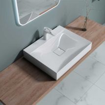 Durovin Bathrooms - Bathroom Cloakroom 600 x 480mm Stone Resin Basin - Wall Hung Or Countertop Mount Bathroom Sink - Concealed Waste