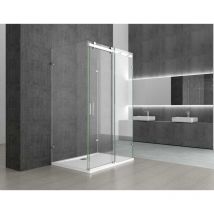 Durovin Bathrooms - u Shape Framless Shower Enclosure - Sliding Door & 2x Side Screen - 8mm Safety Clear Glass (1350 x 1000mm)