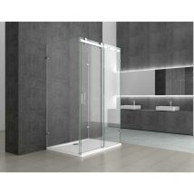 Durovin Bathrooms - u Shape Framless Shower Enclosure - Sliding Door & 2x Side Screen - 8mm Safety Clear Glass (1400 x 900mm)