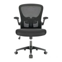 Durrafy - Chaise de Bureau Ergonimique Accoudoirs Pliables Noir Fauteuil en Maille Respirante Siège de Bureau à Domicile Pivotant à 360 °
