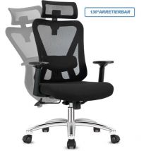 Durrafy Bürostuhl,ergonomischer Schreibtischstuhl,Chefsessel (Drehstuhl,90° bis 130° Wippfunktion,leise Rollen),verstellbare