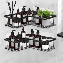 2 Stück Duschablage ohne Bohren Ecke, Shampoo Halterung für Dusche, Rostfrei Duschregal für Duschgel