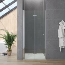 Duschabtrennung Nischentür Falttür Rahmenlos Einzelfalttür Faltdusche Duschwand Dusche Duschtür Duschkabine Höhe 187 cm Sicherheitsglas klarglas 5 mm