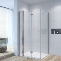 Duschabtrennung Duschkabine Eckeinstieg mit Falttür und Seitenwand 180o Nano Glas Eckdusche faltbar Duschwand 19. Falttür x Seitenwand: 90x90 cm