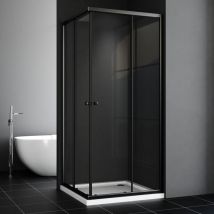Boromal - Schwarze Eckeinstieg Duschkabine 75x80 Duschwand mit schiebetur Rechteckig Nano Klarglas 185cm Falttür Duschtür mit Rollensystem