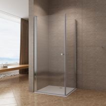 Duschabtrennung Eckeinstieg Sicherheitsglas Pendeltür Glasduschen Eckdusche mit zwei Schwingtüren 4. BxT: 70x90 cm, Höhe: 197 cm