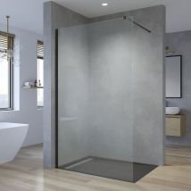 Duschabtrennung Glas Walk in Dusche Duschwand Klarglas Einscheibensicherheitsglas mit Nano Antikalk-Versiegelung 110x200 cm Aluminiumprofile schwarz