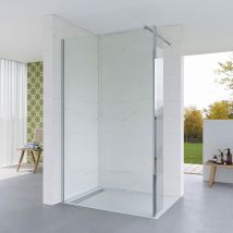 Duschabtrennung Klar Glas Walk In Duschwand mit 30 cm Schwingflügeln, aus 8 mm Einscheiben-Sicherheitsglas (esg) mit Nano-Beschichtung, 4. Breite: