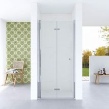 Aqualavos - Duschabtrennung Nischentür Falttür Rahmenlos Großer Einstieg ESG-Sicherheitsglas Duschtür 5mm Klares Falttür Duschwand mit Hebe-und