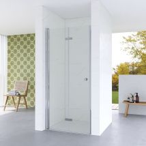 Duschabtrennung Nischentür Falttür Rahmenlos Einzelfalttür Faltdusche Duschwand Glas Dusche Duschkabine Duschtür Höhe 187 cm 4: Breite 90 cm,
