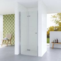 Duschabtrennung Nischentür Falttür Rahmenlos Einzelfalttür Faltdusche Duschwand Glas Dusche Duschkabine Duschtür Höhe 187 cm 6: Breite 120 cm,