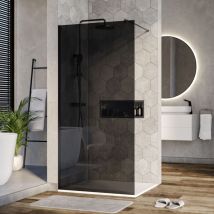 Duschabtrennung Bernstein EX101 Walk-In Nano 8mm Echtglas Schwarz graues Glas 100cm