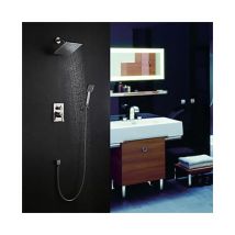 Duscharmatur aus gebürstetem Nickel mit Duschkopf ('') und Handbrause