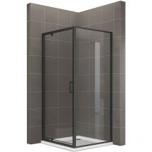 Duschbaer - Duschbär Duschkabine, Eckdusche mit Fronteinstieg schwarze Aluminium Profile - Links und rechts montierbar 553 80x80 cm - tür: 80 cm