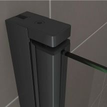 Duschtür stella, Nischentür aus 6 mm durchsichtigem Sicherheitsglas und schwarzen Aluminiumprofilen - bc 82-85 cm Höhe: 190 cm - Duschbär