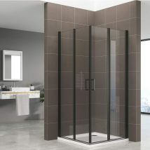 Duschbär - Duschkabine alina, Höhe: 190 cm Eckduschkabine mit Falttüren aus 6 mm durchsichtigem Nano-Sicherheitsglas mit schwarzen Aluminium Profilen