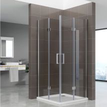 Duschbär - Duschkabine Belle mit Falttüren Eckduschkabine aus durchsichtigem esg Sicherheitsglas 190 cm hoch DGK62 85x85 cm mit Duschwanne
